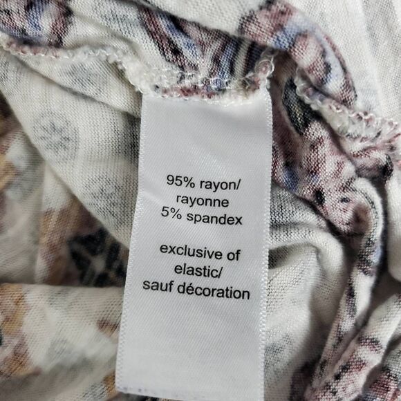 Maurices L Boho Floral Peasant Top 3/4 Sleeve Stretch Scoop Neck Geometric - Picture 6 of 7